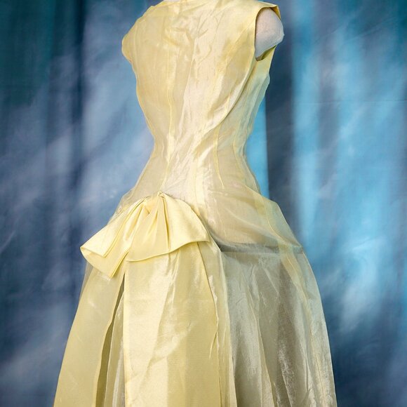 Vintage Pale Yellow 50's Party Dress with Slip - Picture 6 of 14